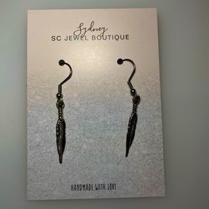 Handmade silver feather earrings